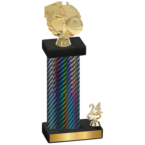 Accented Single Black Carbon Fiber Year Basketball Trophy