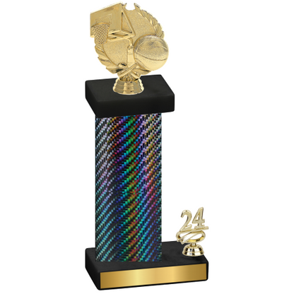 Accented Single Black Carbon Fiber Year Basketball Trophy