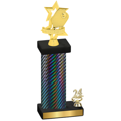 Accented Single Black Carbon Fiber Year Pickleball Trophy