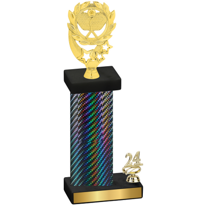 Accented Single Black Carbon Fiber Year Pickleball Trophy