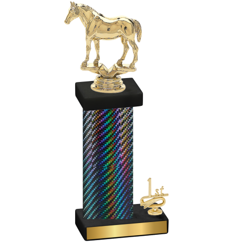 Accented Single Black Carbon Fiber First Place Horses Trophy