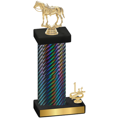 Accented Single Black Carbon Fiber First Place Horses Trophy