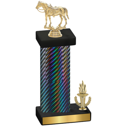 Accented Single Black Carbon Fiber Victory Horses Trophy