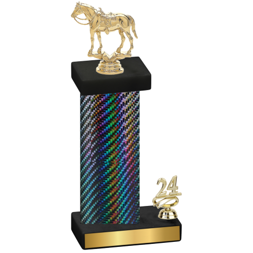 Accented Single Black Carbon Fiber Year Horses Trophy