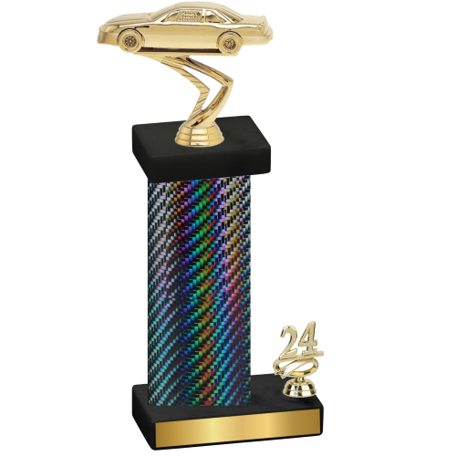 Accented Single Black Carbon Fiber Year Cars Trophy