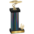 Accented Single Black Carbon Fiber Fourth Place Cars Trophy