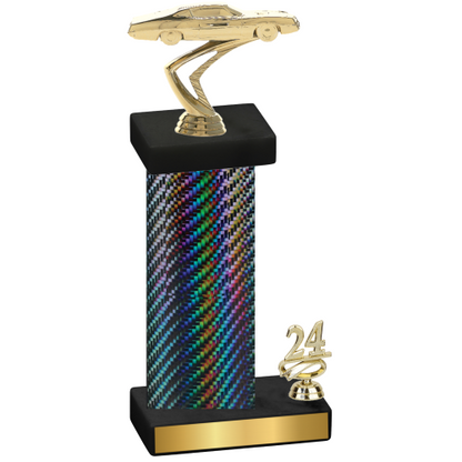 Accented Single Black Carbon Fiber Year Cars Trophy