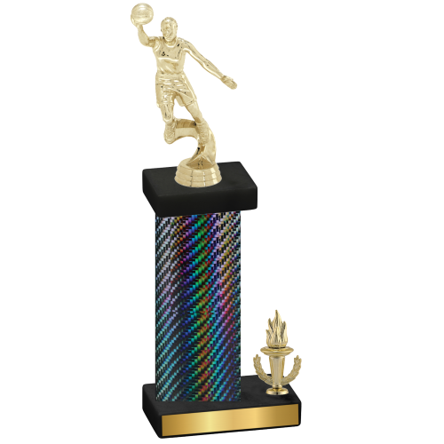 Accented Single Black Carbon Fiber Victory Basketball Trophy