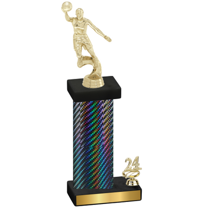 Accented Single Black Carbon Fiber Year Basketball Trophy