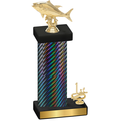 Accented Single Black Carbon Fiber First Place Fishing Trophy