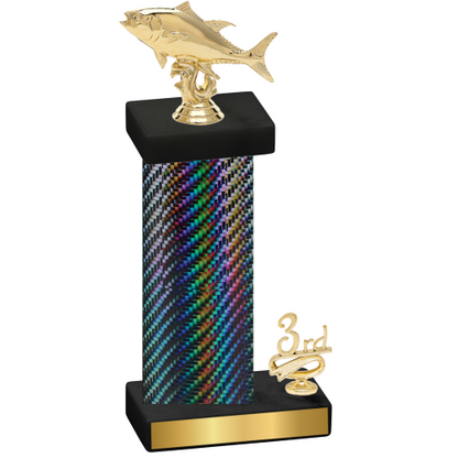 Accented Single Black Carbon Fiber Third Place Fishing Trophy