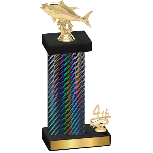 Accented Single Black Carbon Fiber Fourth Place Fishing Trophy