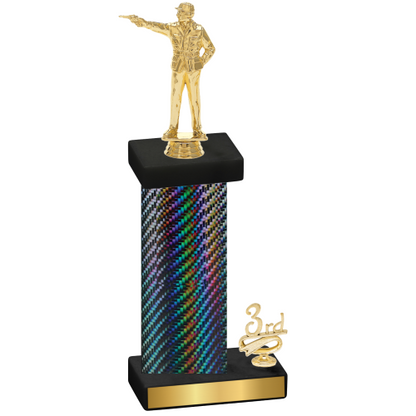 Accented Single Black Carbon Fiber Third Place Shooter Trophy