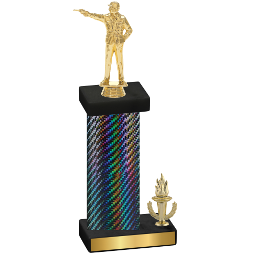 Accented Single Black Carbon Fiber Victory Shooter Trophy