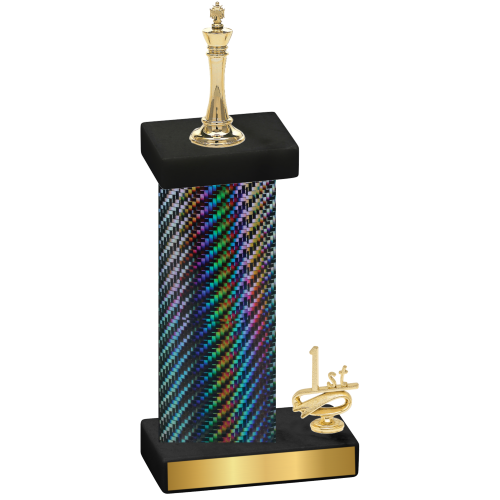 Accented Single Black Carbon Fiber First Place Chess Trophy