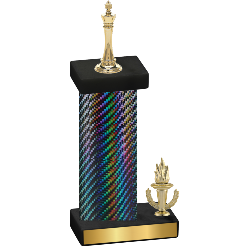 Accented Single Black Carbon Fiber Victory Chess Trophy