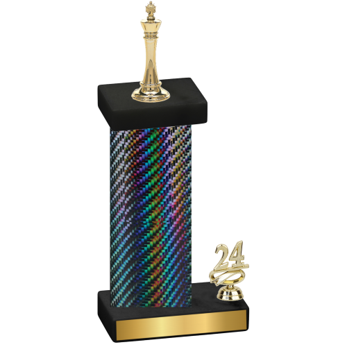 Accented Single Black Carbon Fiber Year Chess Trophy