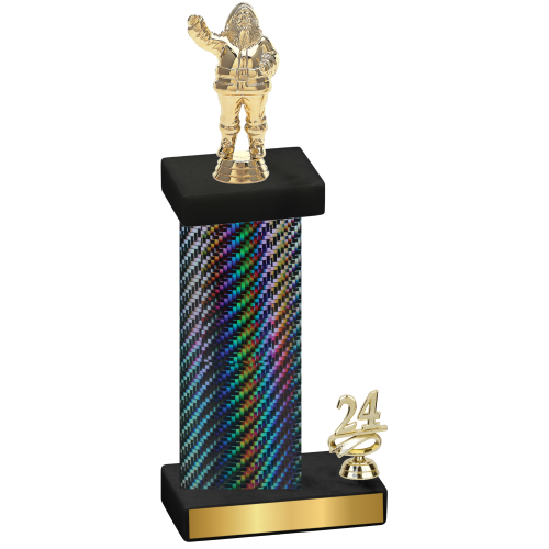 Accented Single Black Carbon Fiber Year Holiday Trophy