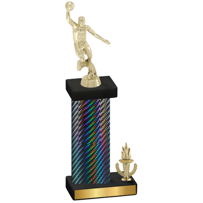 Accented Single Black Carbon Fiber Victory Basketball Trophy