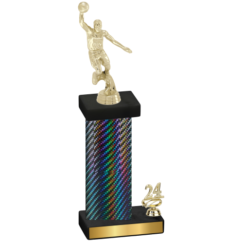 Accented Single Black Carbon Fiber Year Basketball Trophy