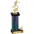 Accented Single Black Carbon Fiber First Place Flag Football Trophy