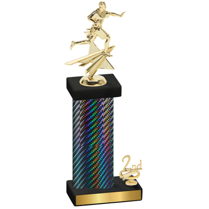 Accented Single Black Carbon Fiber Second Place Flag Football Trophy