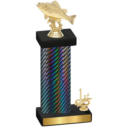 Accented Single Black Carbon Fiber First Place Fishing Trophy