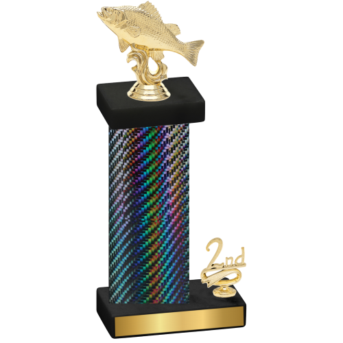 Accented Single Black Carbon Fiber Second Place Fishing Trophy