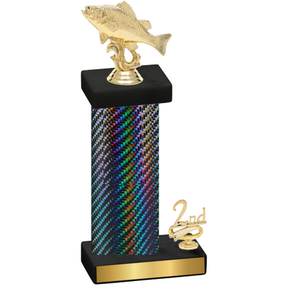 Accented Single Black Carbon Fiber Second Place Fishing Trophy