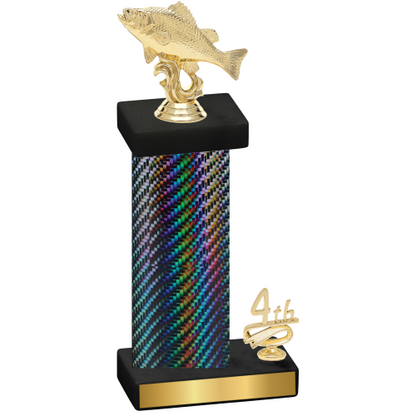 Accented Single Black Carbon Fiber Fourth Place Fishing Trophy
