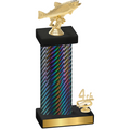 Accented Single Black Carbon Fiber Fourth Place Fishing Trophy