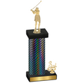 Accented Single Black Carbon Fiber Third Place Golf Trophy