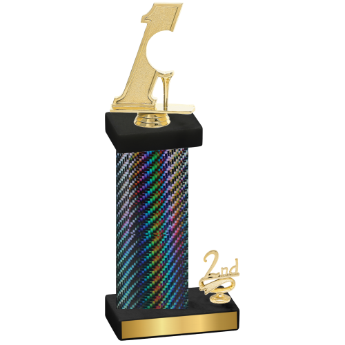 Accented Single Black Carbon Fiber Second Place Golf Trophy