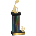 Accented Single Black Carbon Fiber Third Place Golf Trophy
