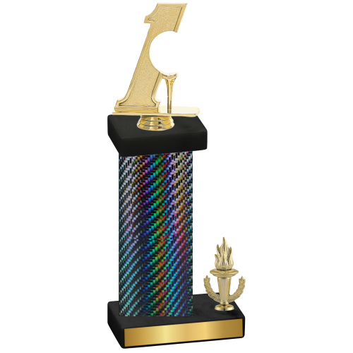 Accented Single Black Carbon Fiber Victory Golf Trophy