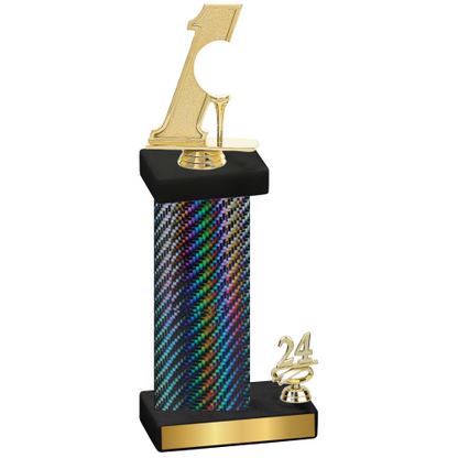 Accented Single Black Carbon Fiber Year Golf Trophy