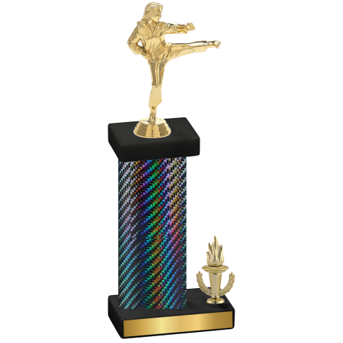 Accented Single Black Carbon Fiber Victory Karate Trophy