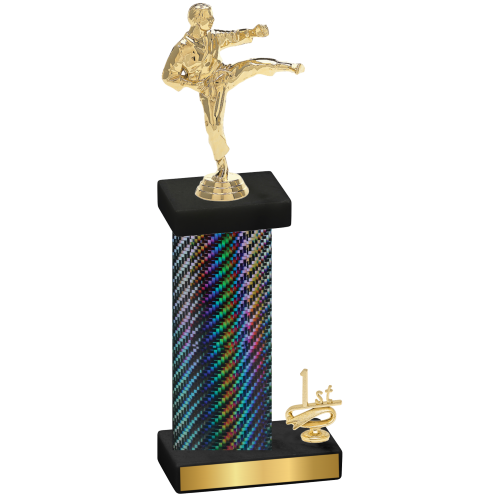 Accented Single Black Carbon Fiber First Place Karate Trophy