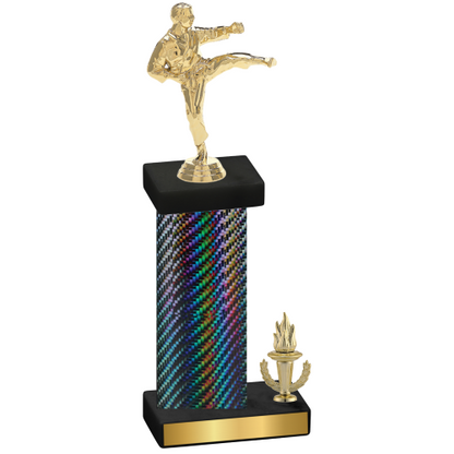 Accented Single Black Carbon Fiber Victory Karate Trophy