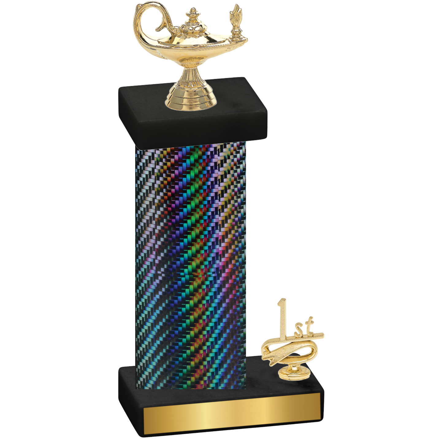 Accented Single Black Carbon Fiber First Place Academics Trophy