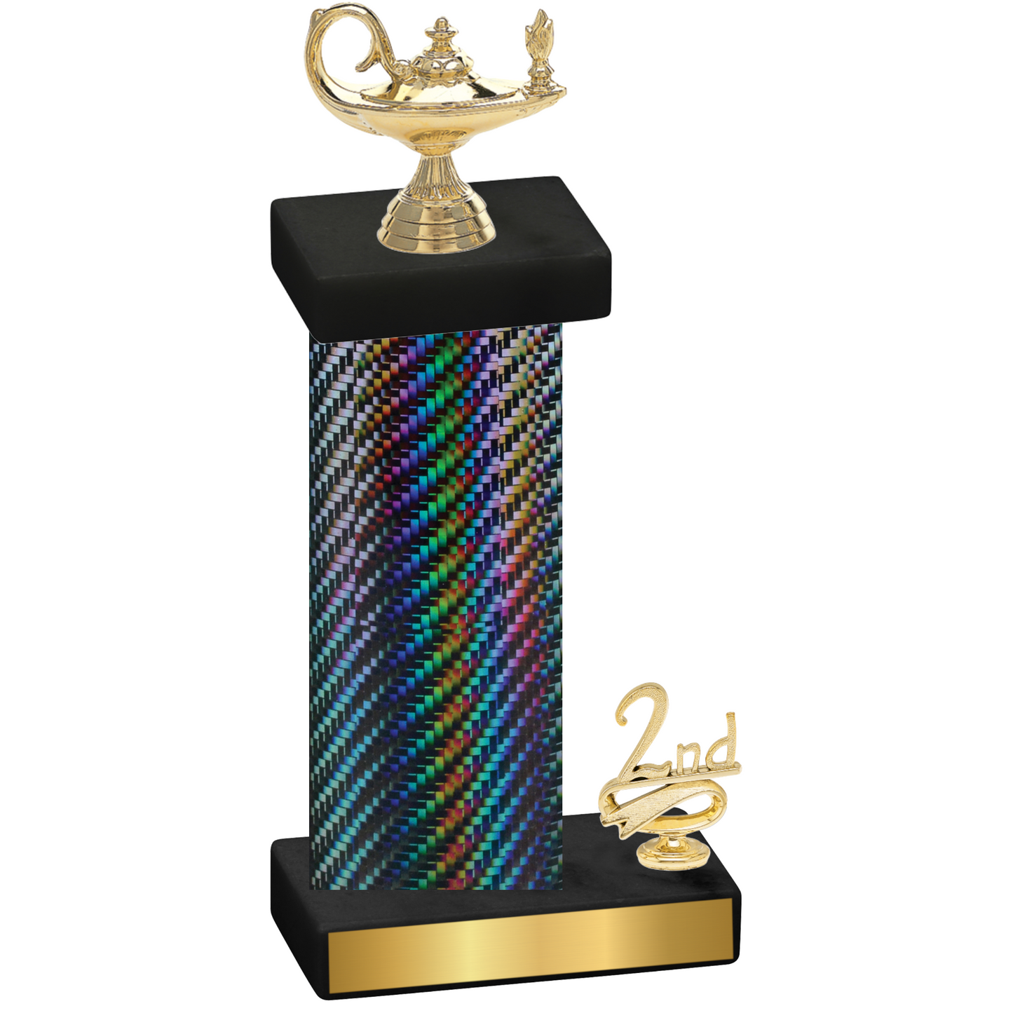 Accented Single Black Carbon Fiber Second Place Academics Trophy