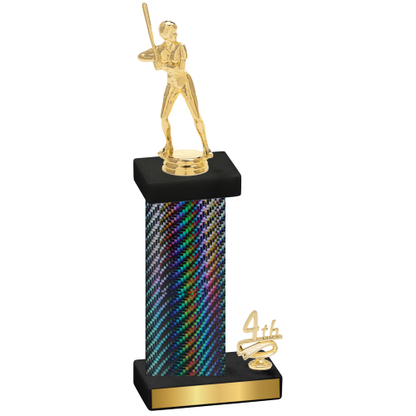 Accented Single Black Carbon Fiber Fourth Place Softball Trophy