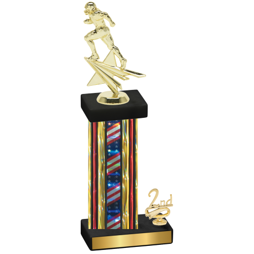 Accented Single Flag USA Second Place Football Trophy