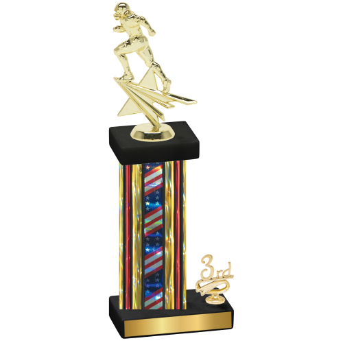 Accented Single Flag USA Third Place Football Trophy