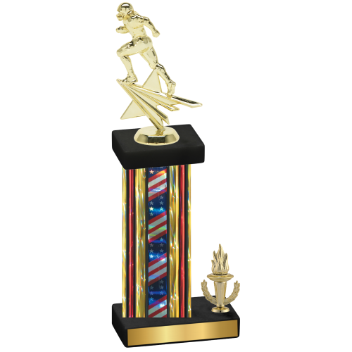 Accented Single Flag USA Victory Football Trophy