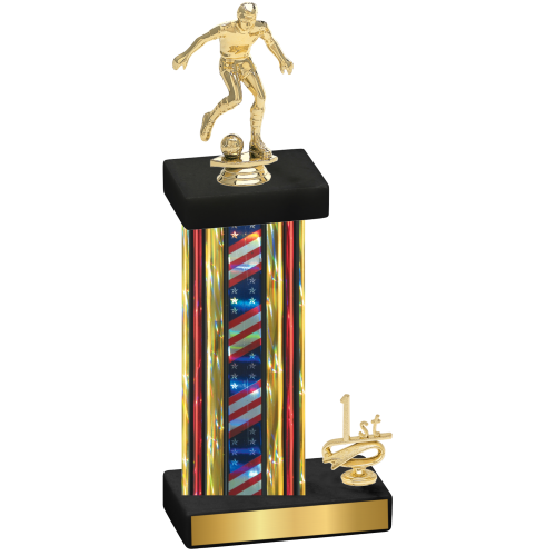 Accented Single Flag USA First Place Soccer Trophy