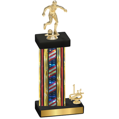 Accented Single Flag USA First Place Soccer Trophy