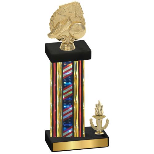 Accented Single Flag USA Victory Soccer Trophy