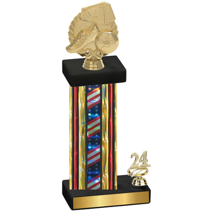 Accented Single Flag USA Year Soccer Trophy