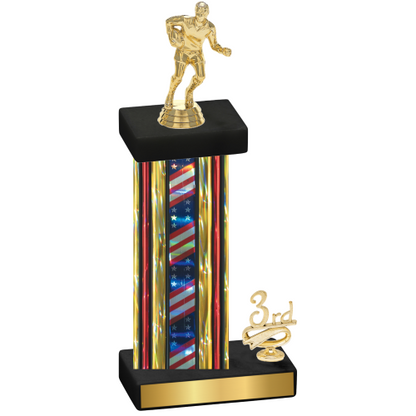 Accented Single Flag USA Third Place Rugby Trophy